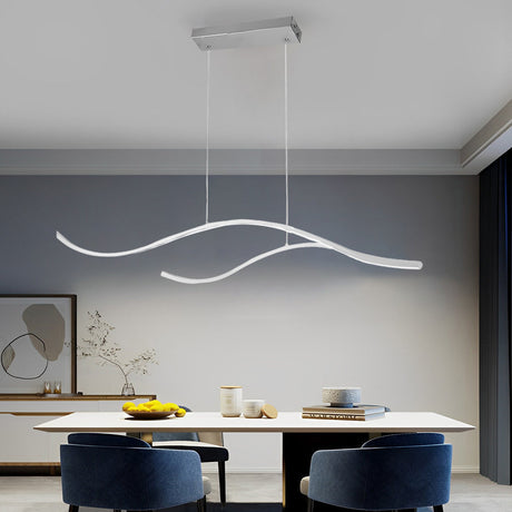 Elegant Curved Pendant Light with Adjustable Height & Soft Illumination for Kitchen Island