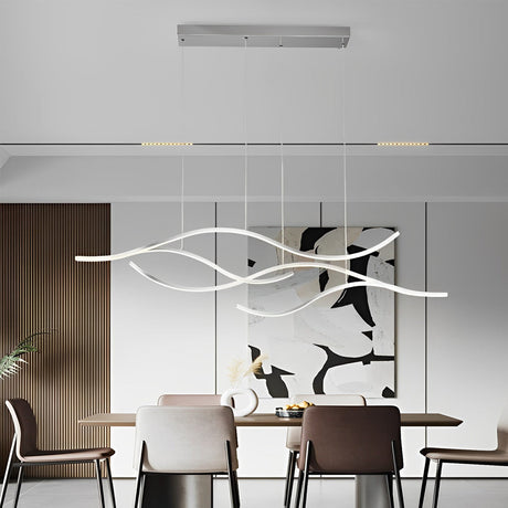 Elegant Curved Pendant Light with Adjustable Height & Soft Illumination for Kitchen Island