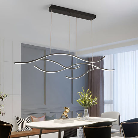 Elegant Curved Pendant Light with Adjustable Height & Soft Illumination for Kitchen Island