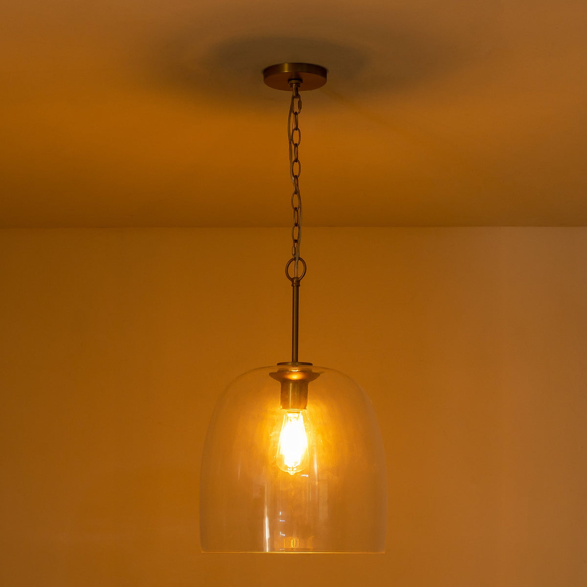 Glas-Pendelleuchte mit verstellbarer Kette, Gold