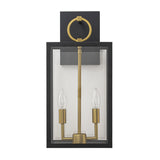 Wandleuchte im Laternen-Design, Glas, Schwarz-Gold
