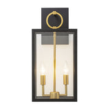 Wandleuchte im Laternen-Design, Glas, Schwarz-Gold