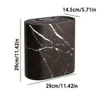 Elegant Marble Pattern | Kitchen Trash Can with Fitted Lid | Compact Oval Design for Modern Spaces
