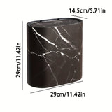 Elegant Marble Pattern | Kitchen Trash Can with Fitted Lid | Compact Oval Design for Modern Spaces