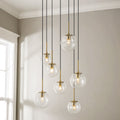 Elegant Modern Chandelier Light with 7 Dimmable Glass Globes | Stylish Lighting for Dining Rooms and High Ceilings