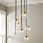 Elegant Modern Chandelier Light with 7 Dimmable Glass Globes | Stylish Lighting for Dining Rooms and High Ceilings