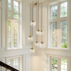 Elegant Modern Chandelier Light with 7 Dimmable Glass Globes | Stylish Lighting for Dining Rooms and High Ceilings