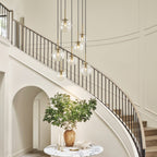 Elegant Modern Chandelier Light with 7 Dimmable Glass Globes | Stylish Lighting for Dining Rooms and High Ceilings