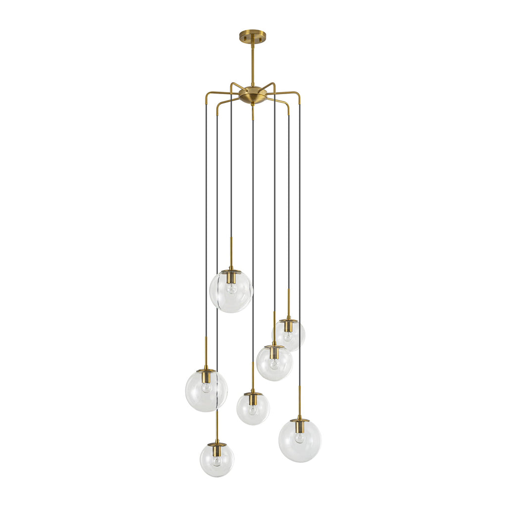 Elegant Modern Chandelier Light with 7 Dimmable Glass Globes | Stylish Lighting for Dining Rooms and High Ceilings