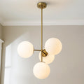 Elegant Modern Chandelier Light with Dimmable Glass Globes | Adjustable Height for Cozy Dining Room Ambiance