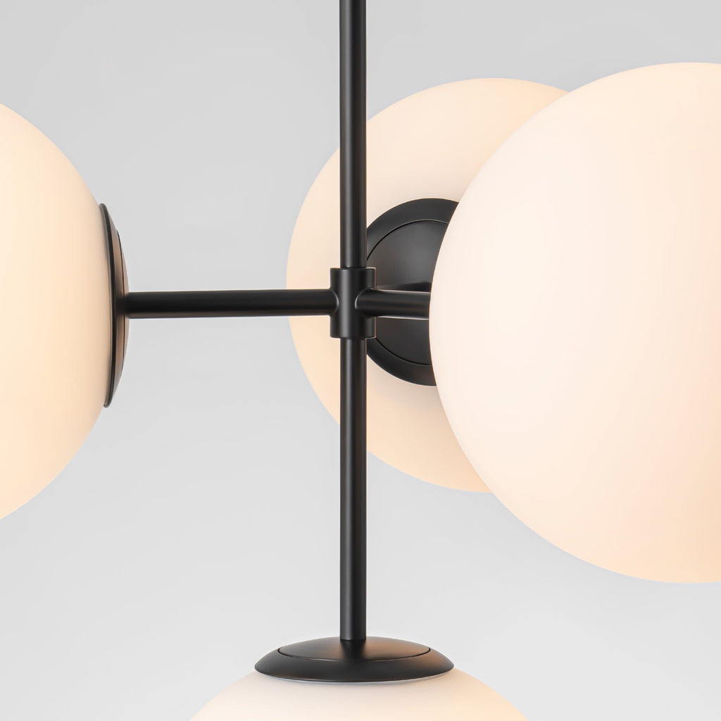 Elegant Modern Chandelier Light with Dimmable Glass Globes | Adjustable Height for Cozy Dining Room Ambiance
