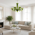 Elegant Murano Glass Chandelier Light with Handcrafted Petals | Unique Crystal Design for Artistic Dining Room Ambiance