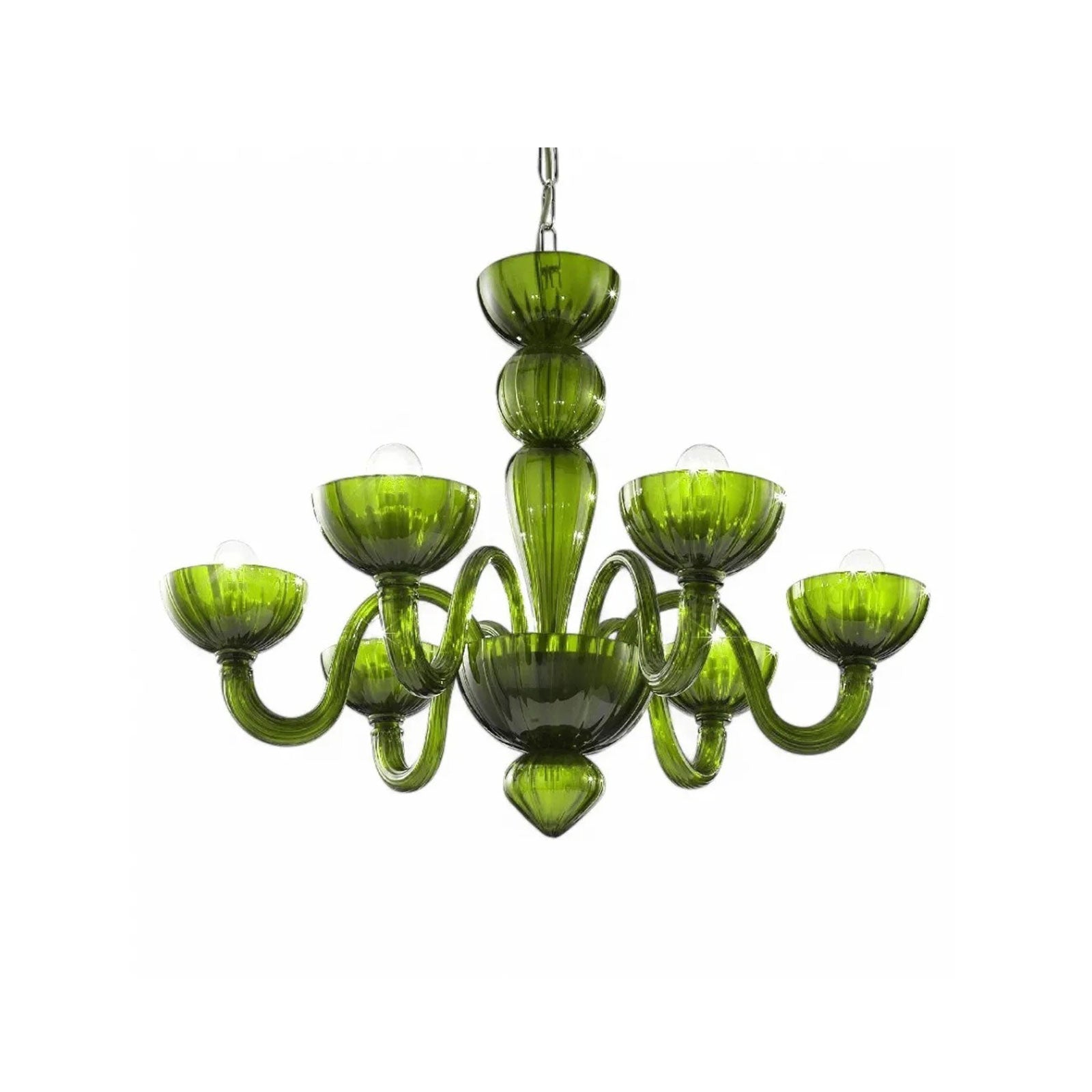 Elegant Murano Glass Chandelier Light with Handcrafted Petals | Unique Crystal Design for Artistic Dining Room Ambiance