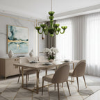 Elegant Murano Glass Chandelier Light with Handcrafted Petals | Unique Crystal Design for Artistic Dining Room Ambiance