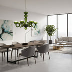 Elegant Murano Glass Chandelier Light with Handcrafted Petals | Unique Crystal Design for Artistic Dining Room Ambiance