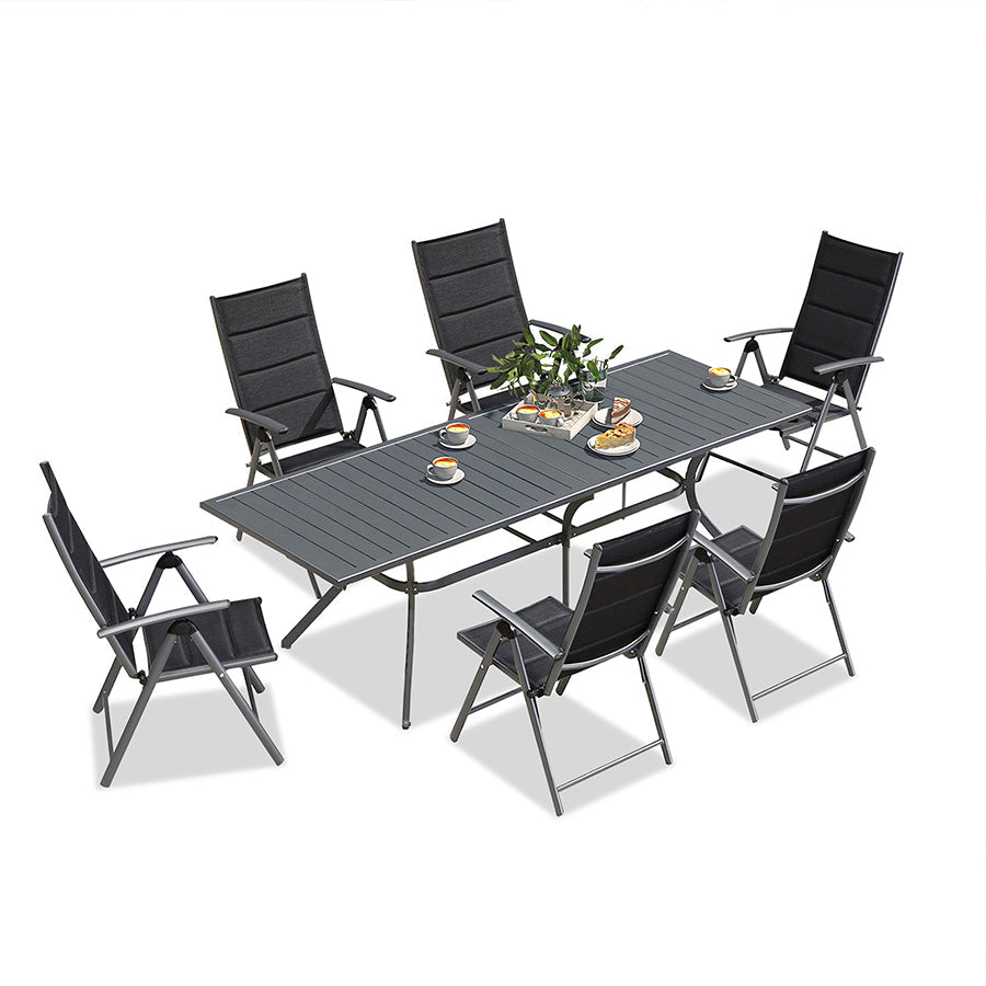 Elegant Outdoor Dining Set | Aluminum Table & Padded Chairs | Weather-Resistant Design for Garden & Patio Dining