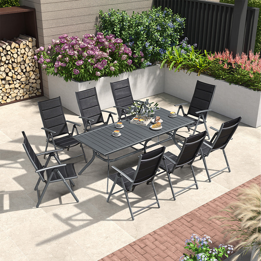 Elegant Outdoor Dining Set | Aluminum Table & Padded Chairs | Weather-Resistant Design for Garden & Patio Dining