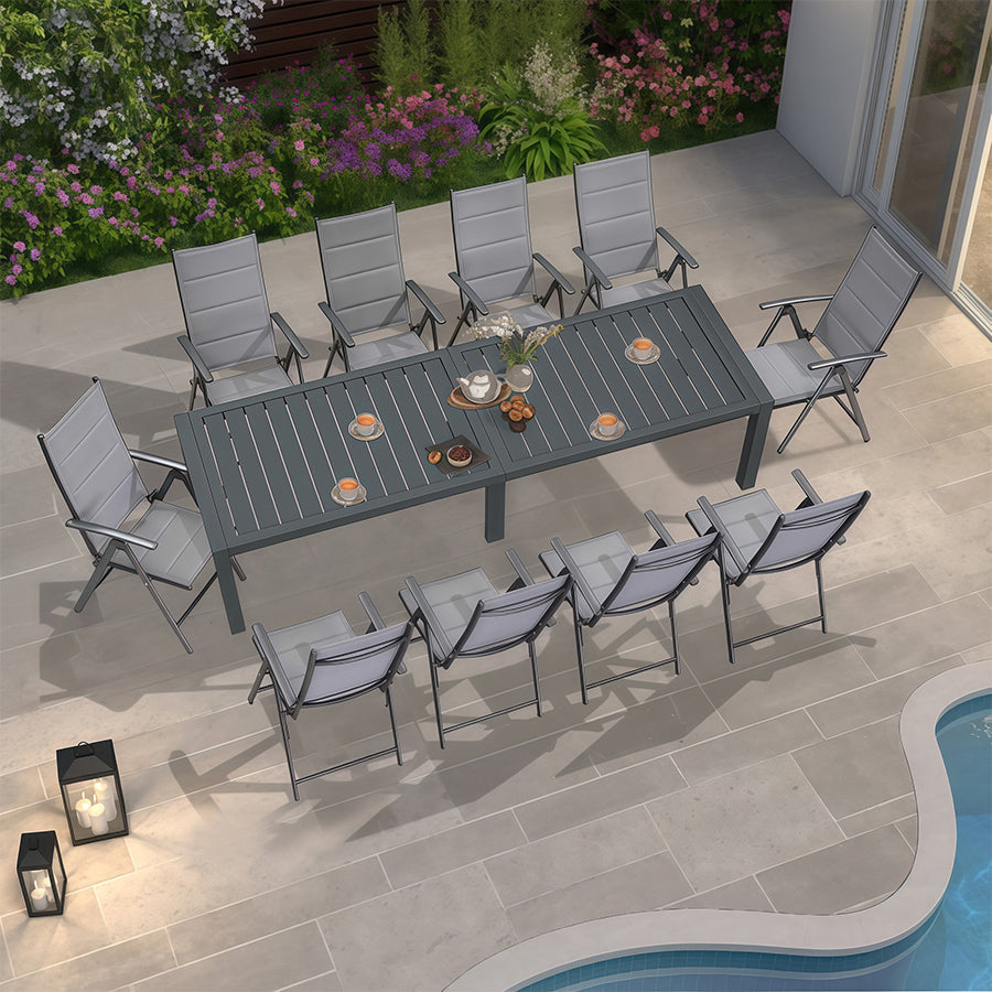 Elegant Outdoor Dining Set | Aluminum Table & Padded Chairs | Weather-Resistant Design for Garden & Patio Dining