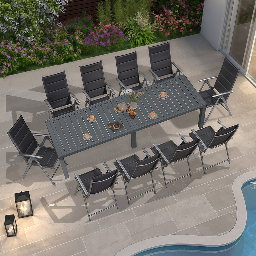 Elegant Outdoor Dining Set | Aluminum Table & Padded Chairs | Weather-Resistant Design for Garden & Patio Dining