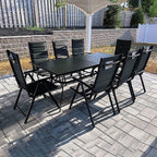 Elegant Outdoor Dining Set | Aluminum Table & Padded Chairs | Weather-Resistant Design for Garden & Patio Dining