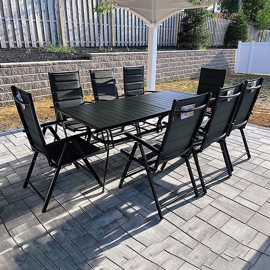 Elegant Outdoor Dining Set | Aluminum Table & Padded Chairs | Weather-Resistant Design for Garden & Patio Dining