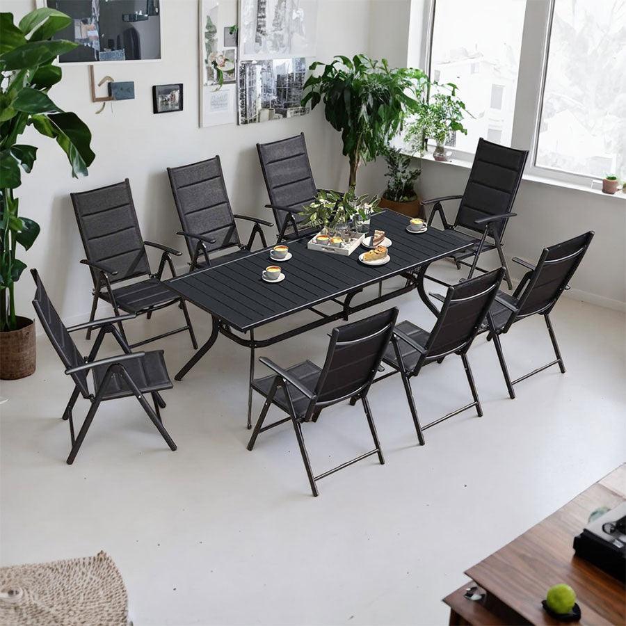 Elegant Outdoor Dining Set | Aluminum Table & Padded Chairs | Weather-Resistant Design for Garden & Patio Dining