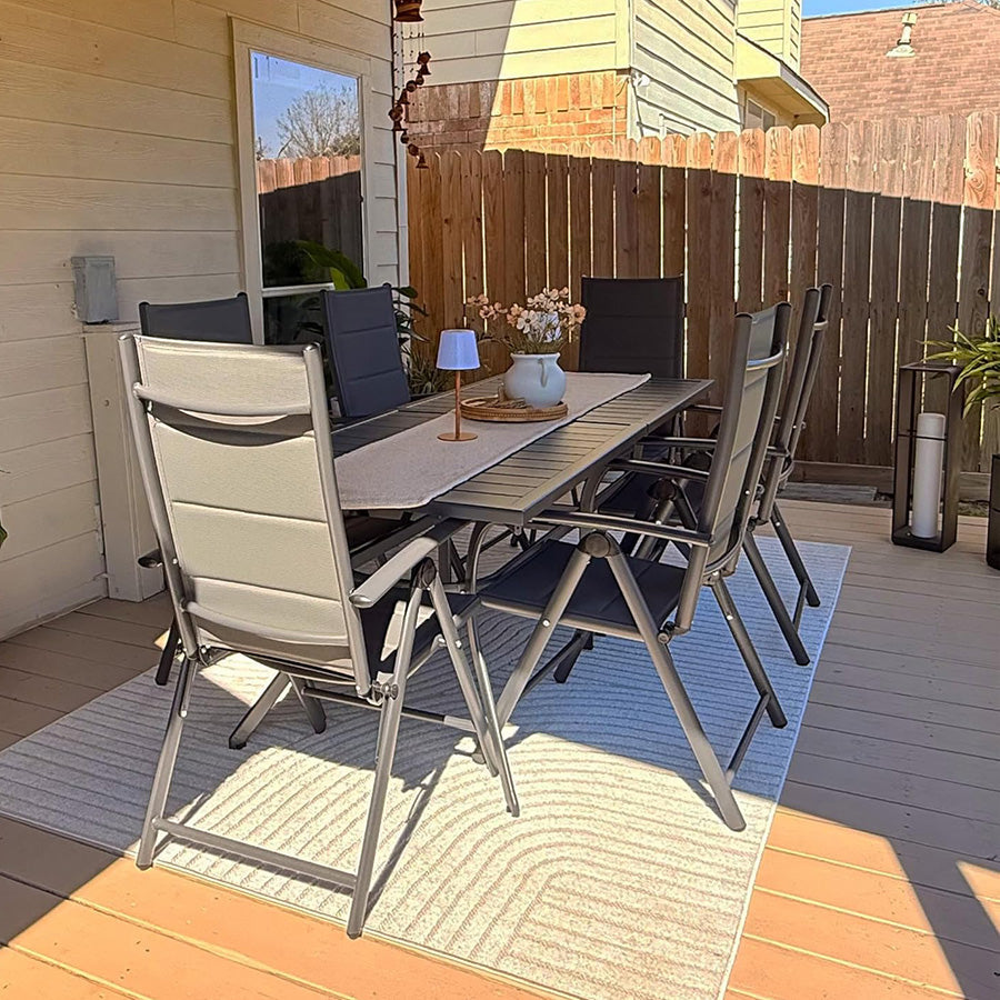 Elegant Outdoor Dining Set | Aluminum Table & Padded Chairs | Weather-Resistant Design for Garden & Patio Dining