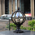 Elegant Outdoor Pillar Lights with Retro Glass Shade & Durable Aluminum Design for Warm Garden Illumination