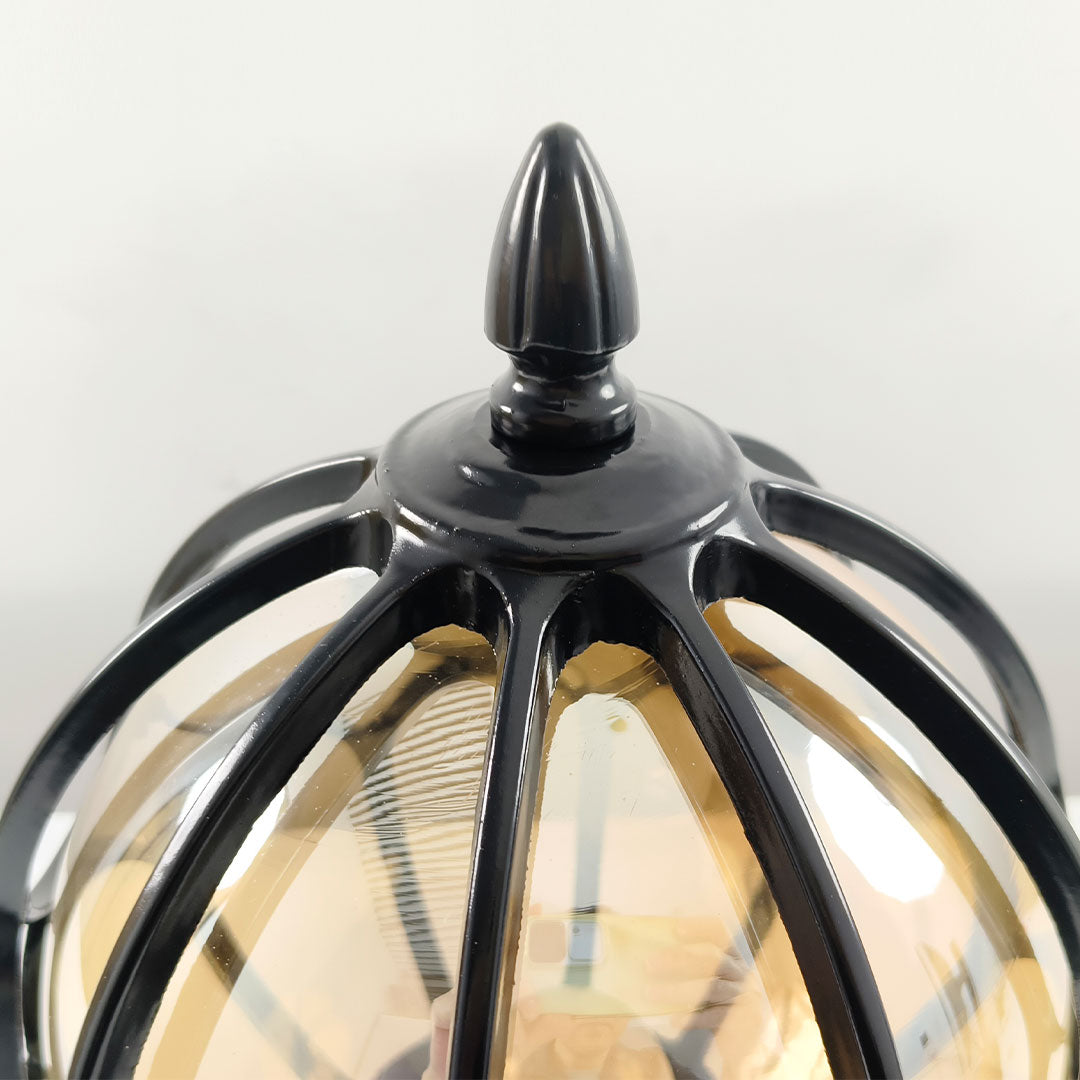 Elegant Outdoor Pillar Lights with Retro Glass Shade & Durable Aluminum Design for Warm Garden Illumination