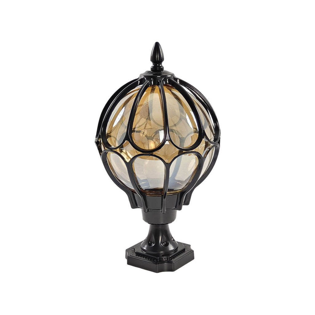 Elegant Outdoor Pillar Lights with Retro Glass Shade & Durable Aluminum Design for Warm Garden Illumination