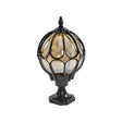 Lune pillar lantern, studio view, black finish with amber glass globe