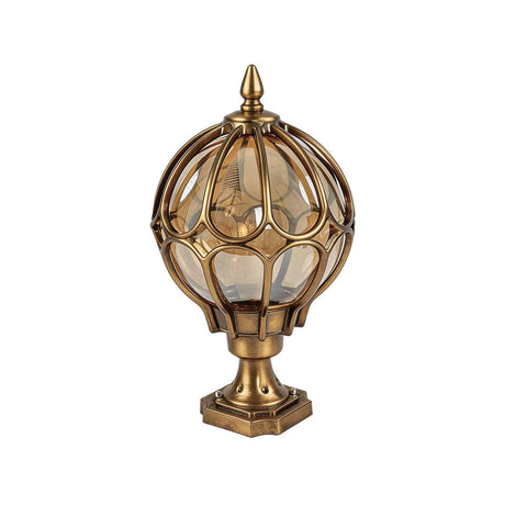 Lune pillar lantern, studio view, bronze finish