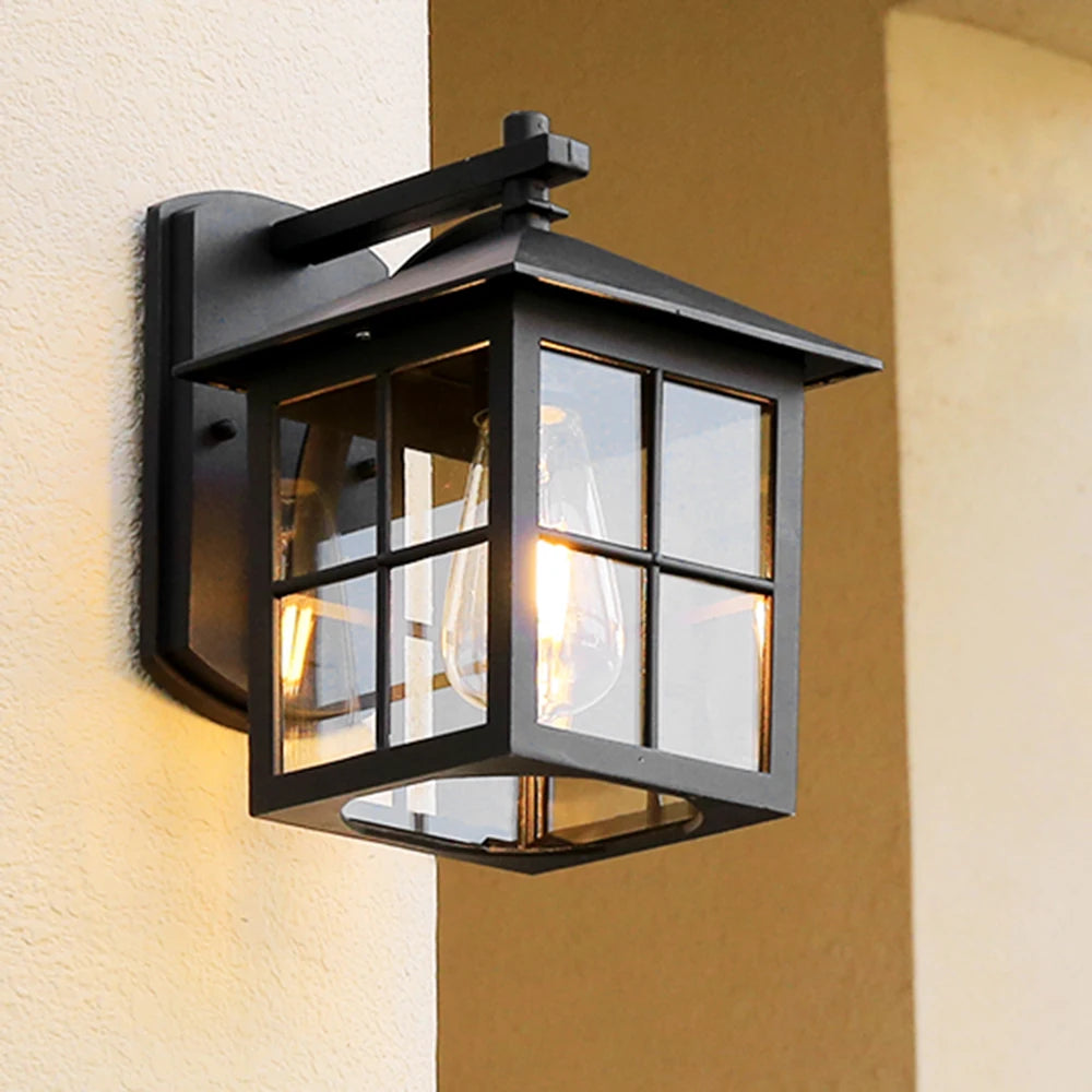 Elegant Outdoor Wall Lantern with Durable Metal Frame | Timeless Vintage Design for Patios and Entryways