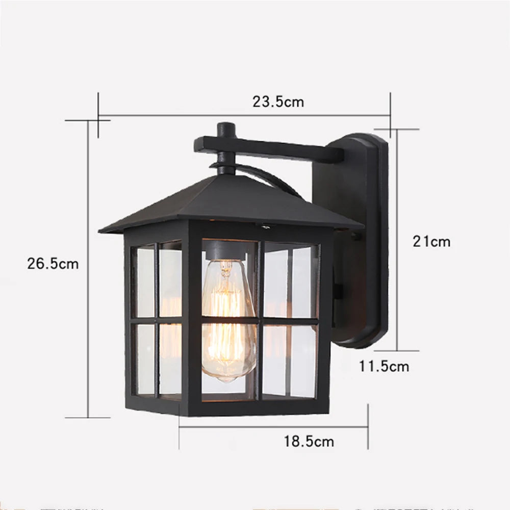 Elegant Outdoor Wall Lantern with Durable Metal Frame | Timeless Vintage Design for Patios and Entryways