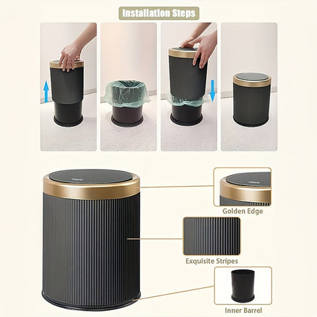 Elegant Oval Kitchen Trash Can with Odour-Sealing Lid | Stylish Solution for Modern Interiors