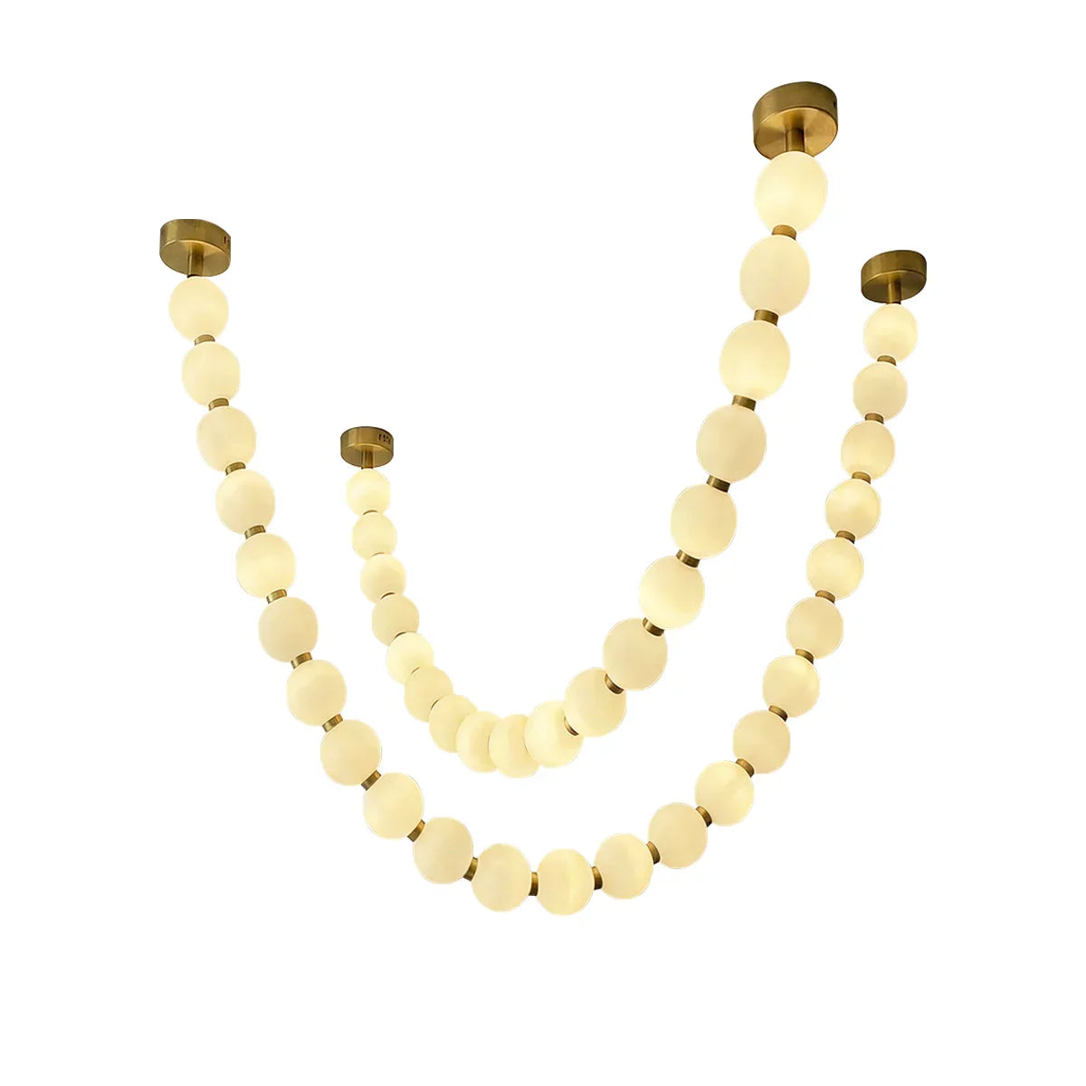 Elegant Pearl Necklace | Gold Chandelier Light with Customizable LED for Luxurious Illumination