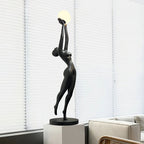 Elegant Sculpture | Modern Floor Lamp with LED Compatibility | Black Standing Lamp for Stylish Home Decor