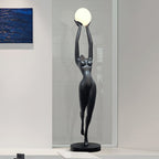 Elegant Sculpture | Modern Floor Lamp with LED Compatibility | Black Standing Lamp for Stylish Home Decor