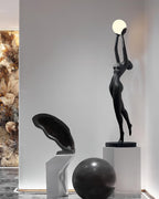 Elegant Sculpture | Modern Floor Lamp with LED Compatibility | Black Standing Lamp for Stylish Home Decor