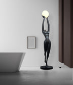 Elegant Sculpture | Modern Floor Lamp with LED Compatibility | Black Standing Lamp for Stylish Home Decor