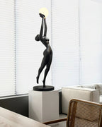 Elegant Sculpture | Modern Floor Lamp with LED Compatibility | Black Standing Lamp for Stylish Home Decor