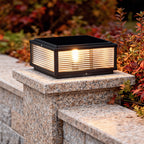 Elegant Square Solar Lights | Ribbed Glass Outdoor Light Fixture for Beautiful Garden Ambiance
