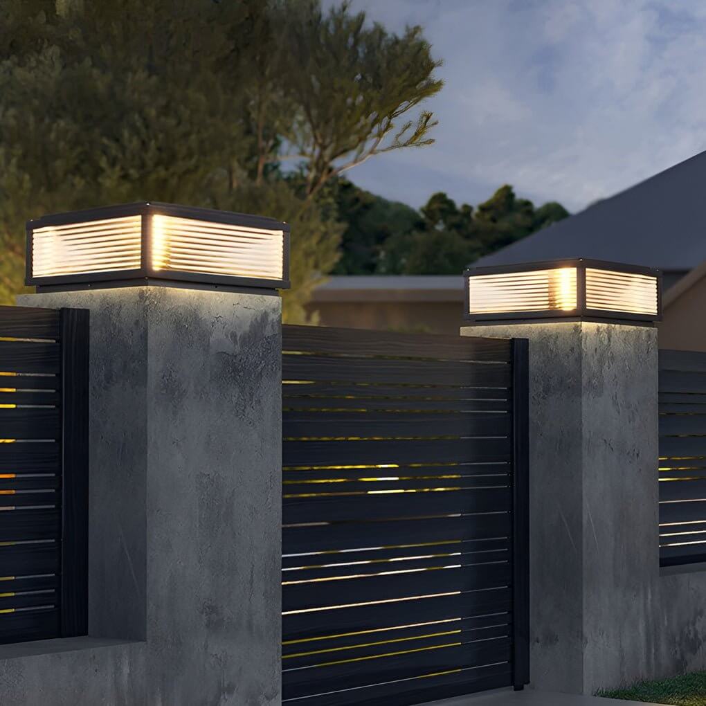 Elegant Square Solar Lights | Ribbed Glass Outdoor Light Fixture for Beautiful Garden Ambiance