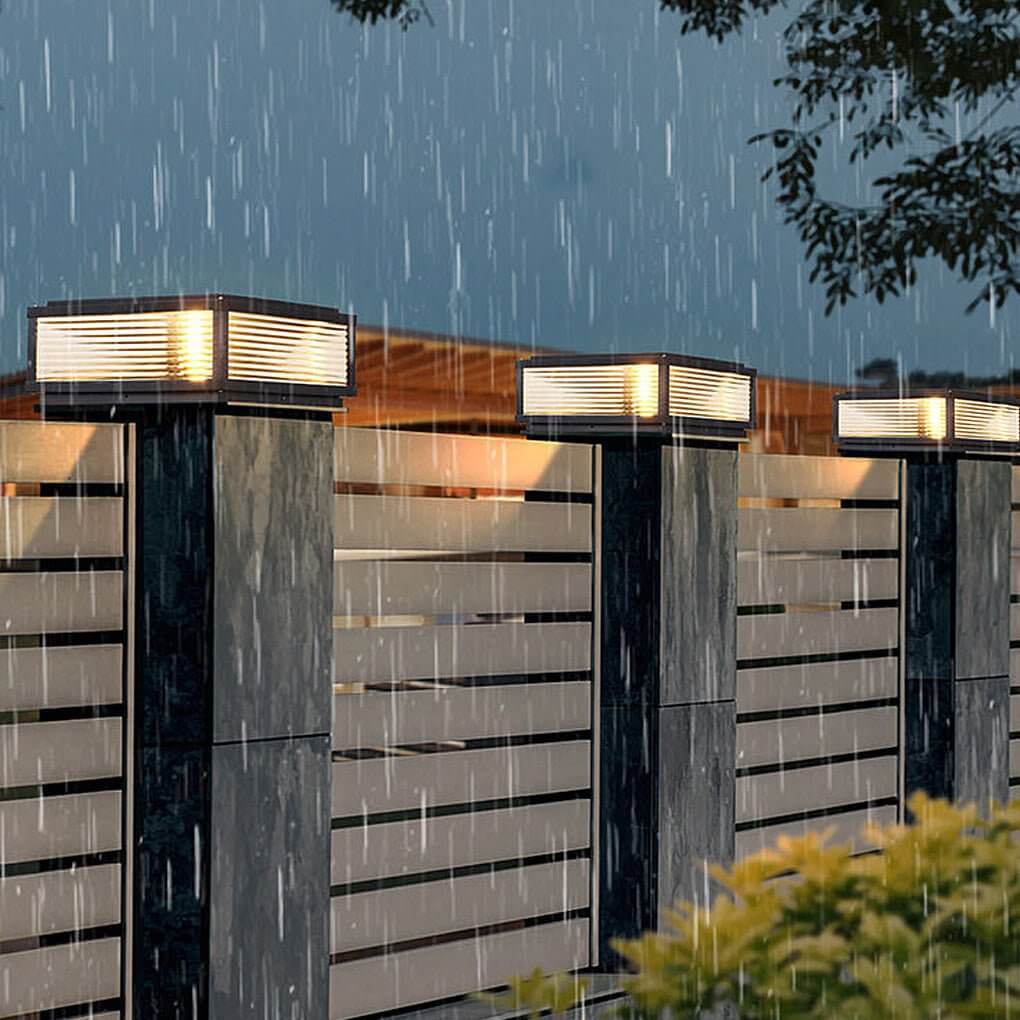 Elegant Square Solar Lights | Ribbed Glass Outdoor Light Fixture for Beautiful Garden Ambiance