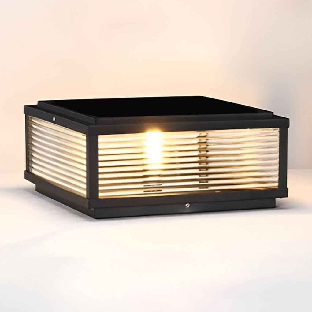 Elegant Square Solar Lights | Ribbed Glass Outdoor Light Fixture for Beautiful Garden Ambiance
