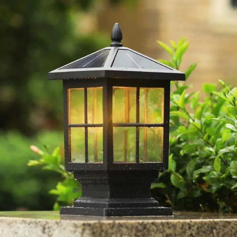 Elegant Stone Light Pillar | Solar Outdoor Lighting with Dual Power Modes | Waterproof Design for Pathways and Gardens