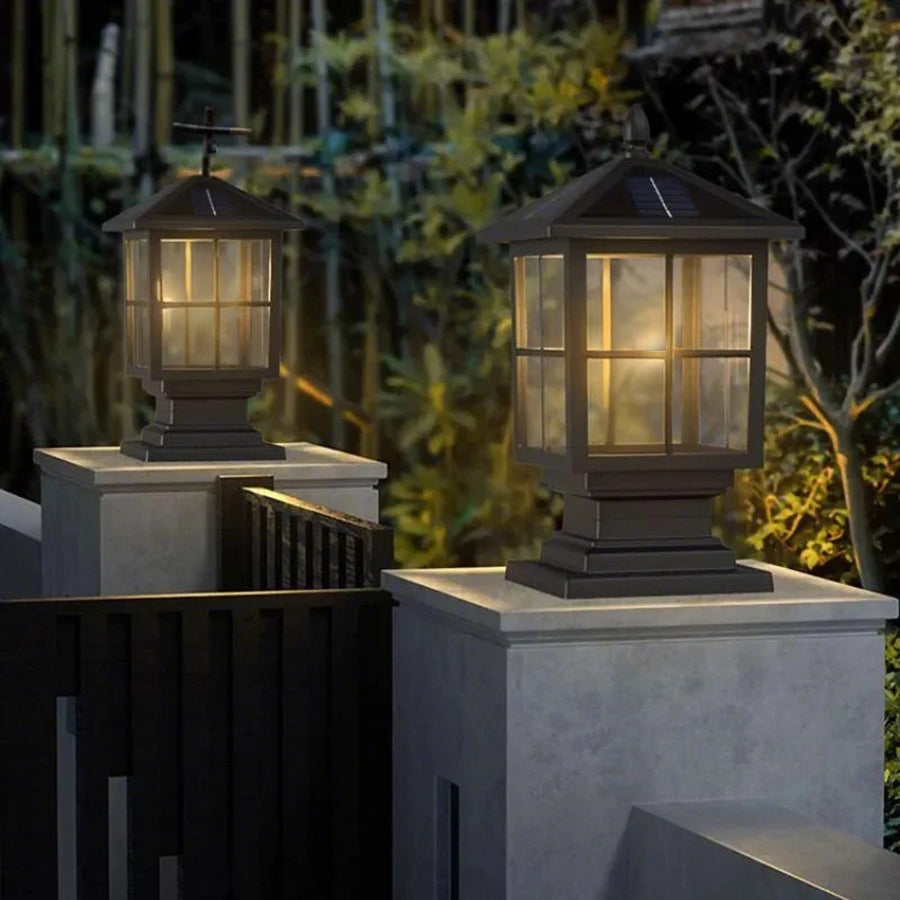 Elegant Stone Light Pillar | Solar Outdoor Lighting with Dual Power Modes | Waterproof Design for Pathways and Gardens