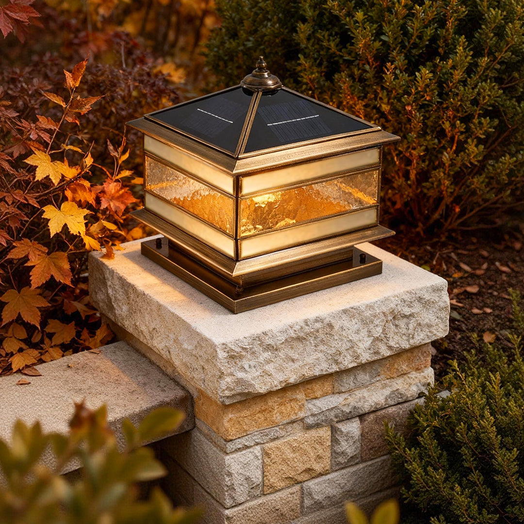 Elegant Stone Pillar Solar Lights | Dual Power Options with Vintage Design | Durable Outdoor Lighting for Garden Ambiance