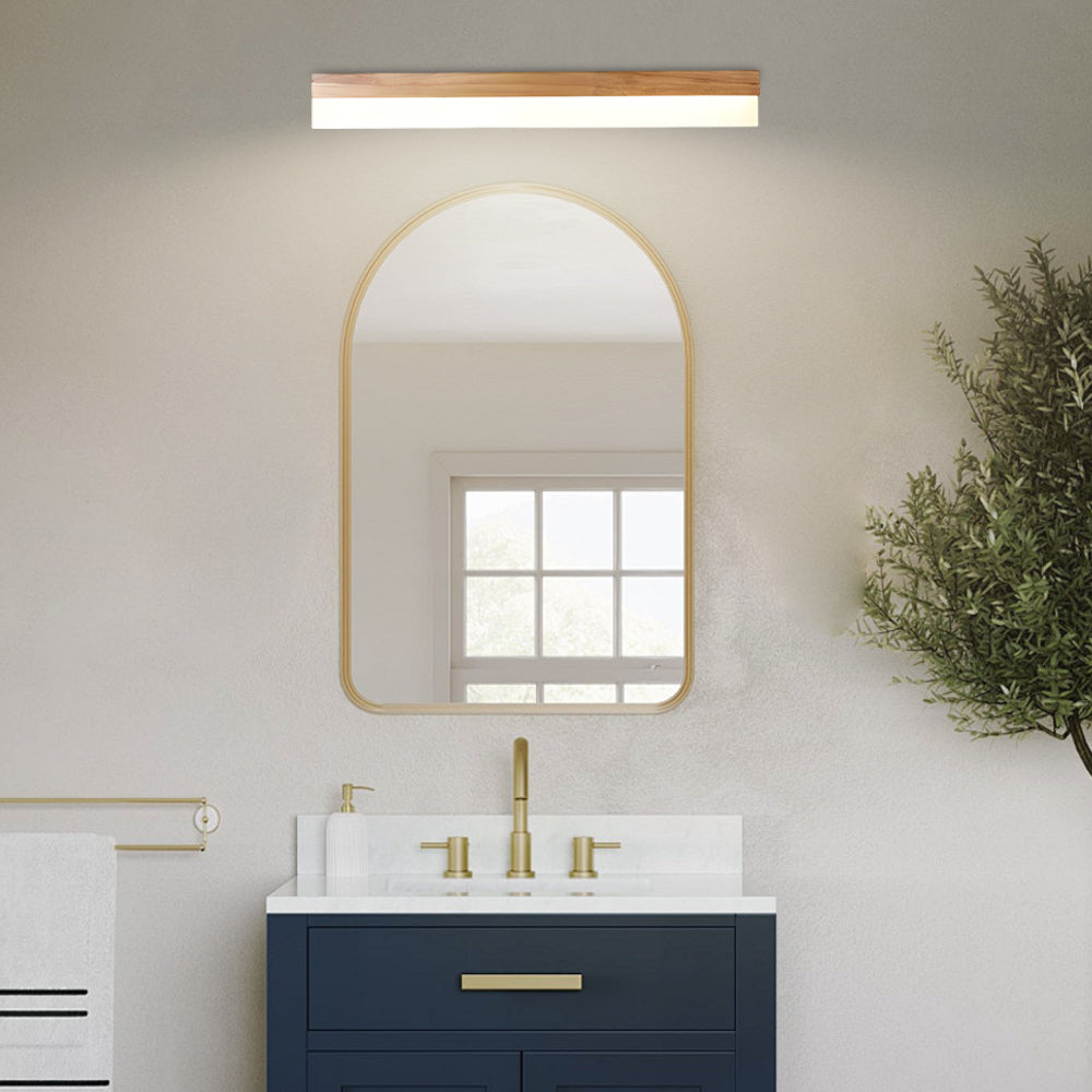 Elegant Vanity Light Bar | Soft LED Bathroom Lighting with Natural Wood Finish for Cozy Ambiance
