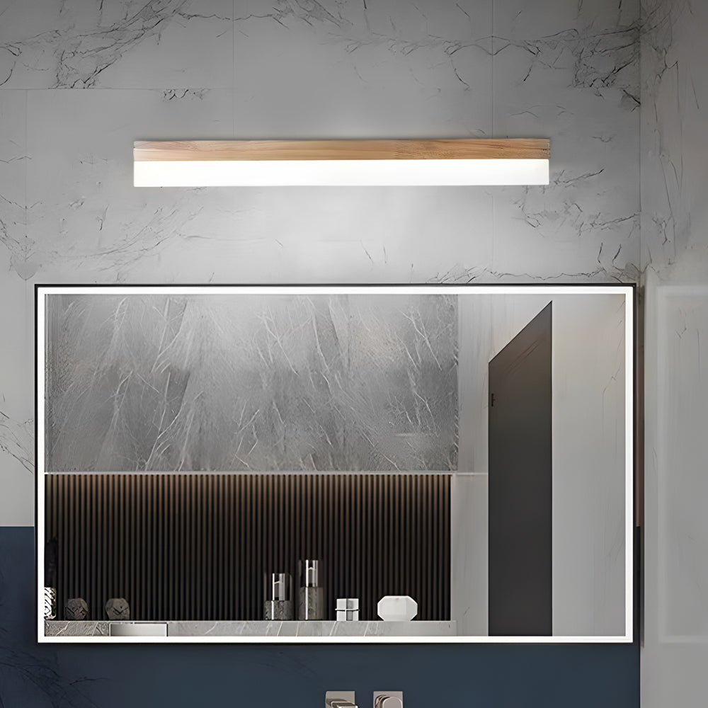 Elegant Vanity Light Bar | Soft LED Bathroom Lighting with Natural Wood Finish for Cozy Ambiance